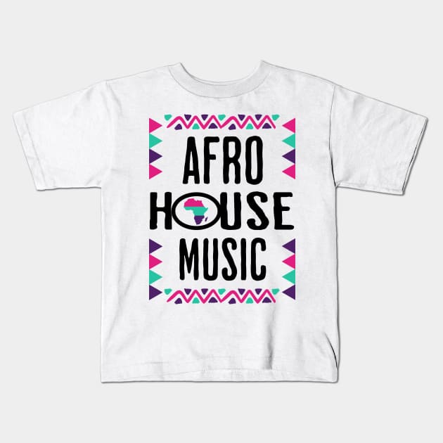 AFRO HOUSE - Continent Culture (Black/pink/teal/purple) Kids T-Shirt by DISCOTHREADZ 